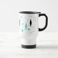 Diamantes retros de turquesa & caneca de viagem de