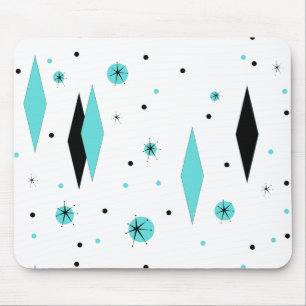 Diamantes retros de turquesa & Starbursts Mousepad