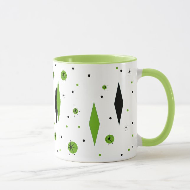 Diamantes verdes retros & caneca da campainha de (Direita)