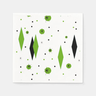 Diamantes verdes retros & guardanapo de papel de