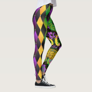 Diamond Argyle Mardi Gras Colors Leggings Dragões