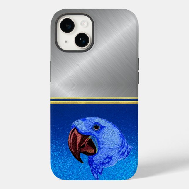 Diamond Blue Sparkle Parrot Bird Lover Case (Verso)