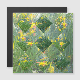 Diamond Cut Yellow Lily Field Geometrics Design,