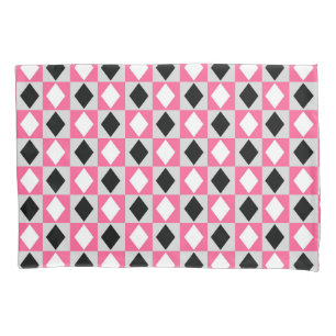 Diamond Geométrico Rhombus, Preto-Rosa,