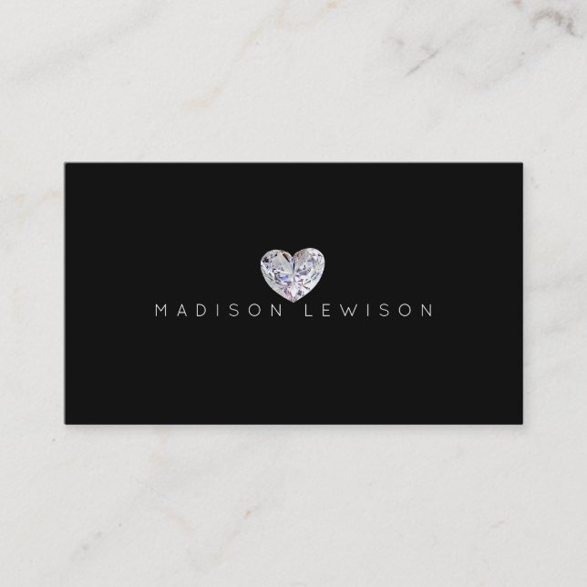 Diamond Heart Simple Chic Cartões de visitas (Frente)