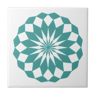 Diamond Mandala em Teal Turquoise Azulejo Trivet