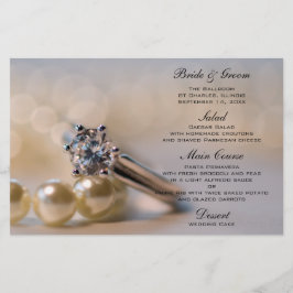 Diamond Noivado Ring e Pearls Menu Casamento