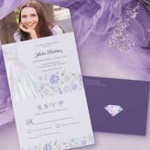 Diamond Princess Purple Quinceanera com RSVP