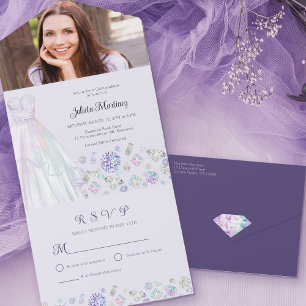 Diamond Princess Purple Quinceanera com RSVP