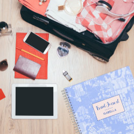 Diário Abstrato de Viagem de Padrão Azul de Mapa M