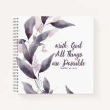 Diário cristão monograma com botânico roxo