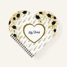 Diário de Graduação Personalizada Preto e Dourado