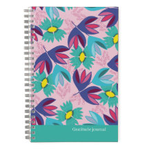 Diário de gratidão floral verde rosa bonito