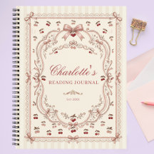 Diário de Leitura Personalizado com Laço de Cereja