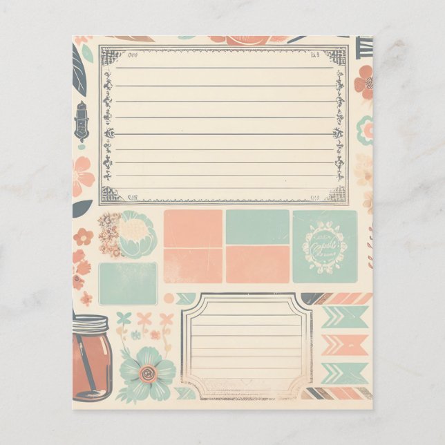 Diário de Lixo Floral Peach & Teal Southern (Verso)