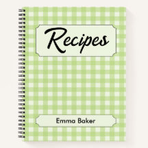 Diário de Receitas Personalizado Xadrez Verde Salv