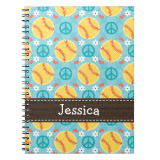 Diário do caderno espiral do softball do amor da