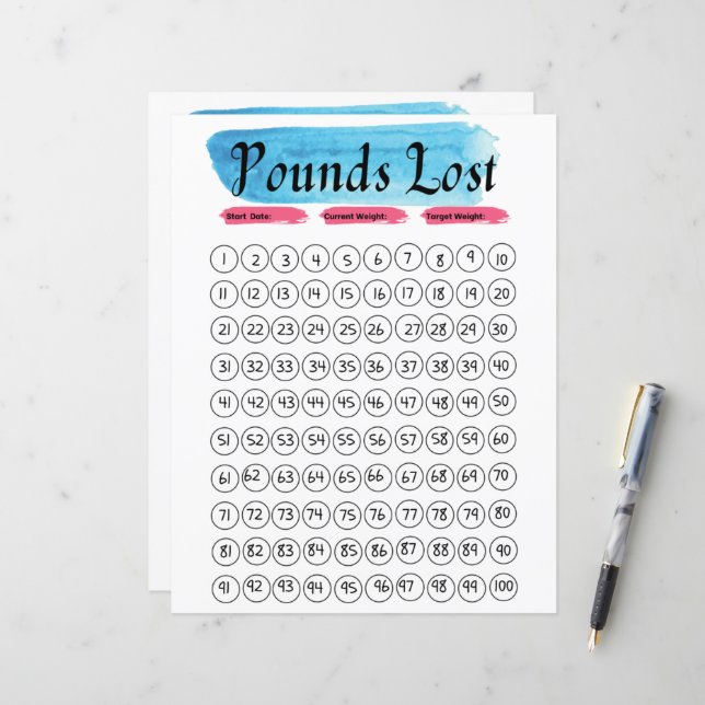 Diário do rastreador de perda de peso: 100 lbs/kg (Frente/Verso In Situ)