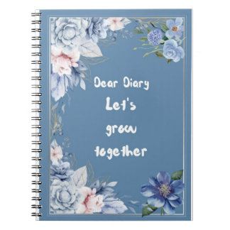 Diário Espiral Floral | Caderno de Flores Azuis