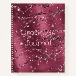 Diário Personalizado De Gratidão, Burgundy Glitter