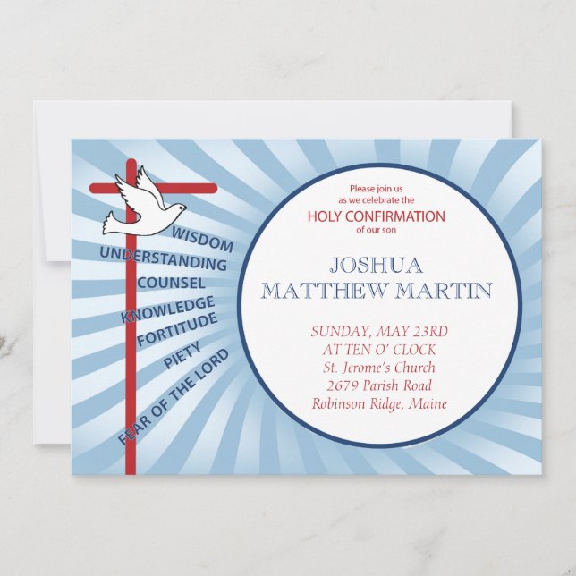 Dias Azuis de Convite de Confirmação (Frente)