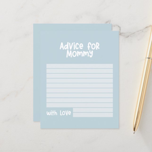 Dicas de chá de bebê para mamãe moderno azul bebê (Frente/Verso In Situ)