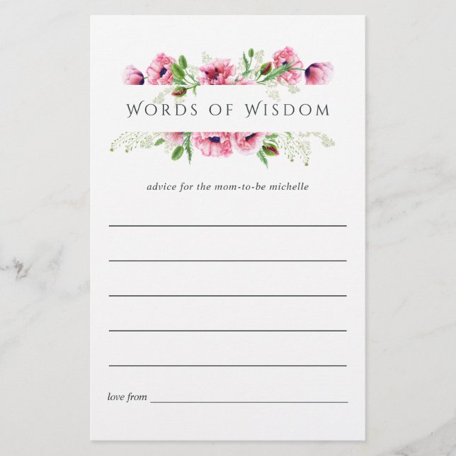 Dicas de Chuveiro de Noiva com Papoulas Rosa em Aq (Frente)