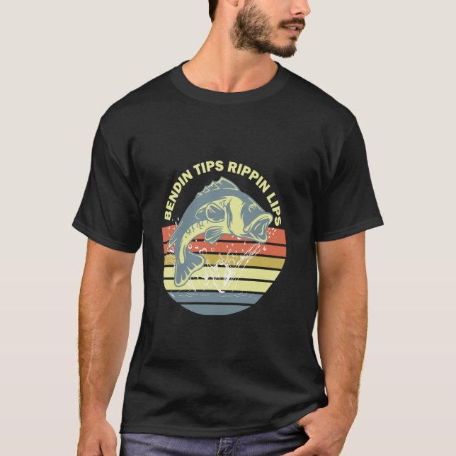 Dicas de Flexão Rippin Lips CAMISETA Funny Fishing (Frente)