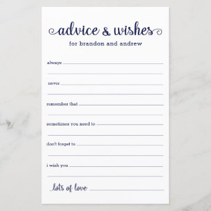 Dicas e Desejos de Casamento LGBTQ Azul Naval Mode