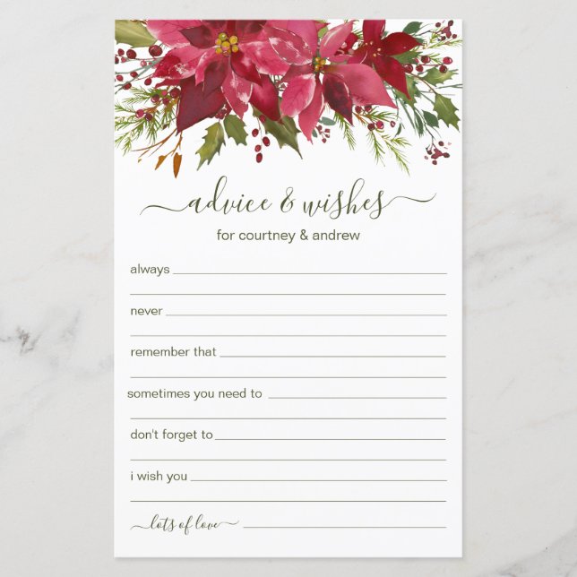 Dicas e Desejos para Casamento de Natal (Frente)