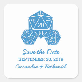 Dice D20 Azul Salve os adesivos de data