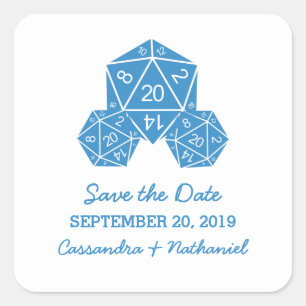 Dice D20 Azul Salve os adesivos de data