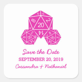 Dice D20 rosa Salve os adesivos de data