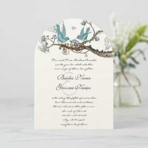 Die Cut Lovebird Aqua & Convite de casamento rosa