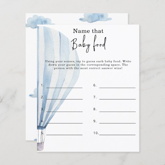 Diga a essa comida do bebê - jogo do chá de fralda (Frente/Verso)