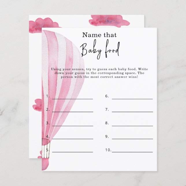 Diga a essa comida do bebê - jogo do chá de fralda (Frente/Verso)