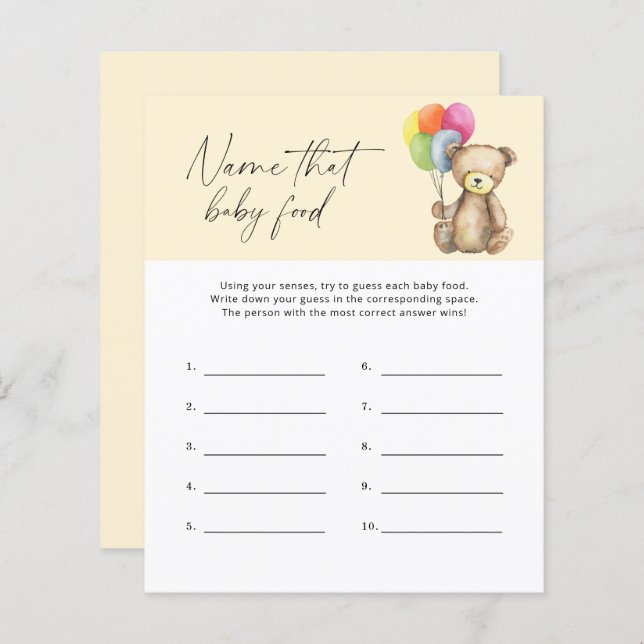 Diga a esse jogo de chá de bebê - Urso (Frente/Verso)