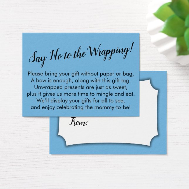 Diga Não ao Cartão Azul de Presente do Chá de fral (Mesa)