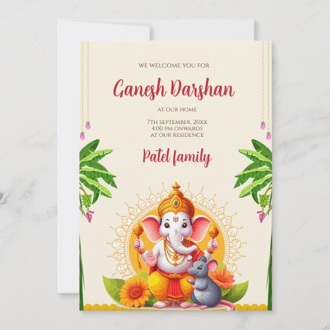 Digital Ganpati convida convites para pooja de Gan (Frente)