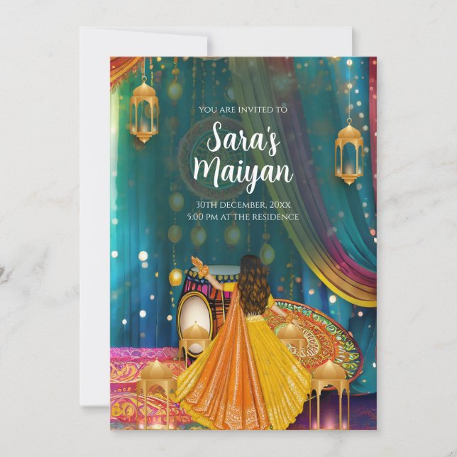 Digital Maiyan convida como convites para Pithi (Frente)