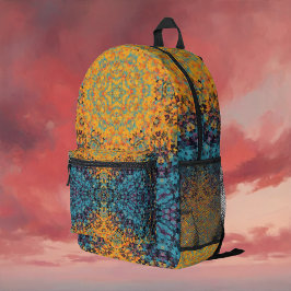 Digital Mandala Amarelo Azul e Vermelho