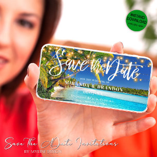 Digital Tropical Beach Salve o Convite de Data