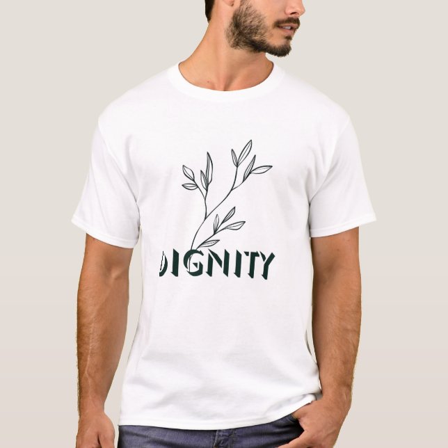 "Dignidade" Camiseta com Ramagem de Folha. (Frente)