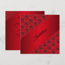 Díhlias vermelhas sangue em convite estilo gótico