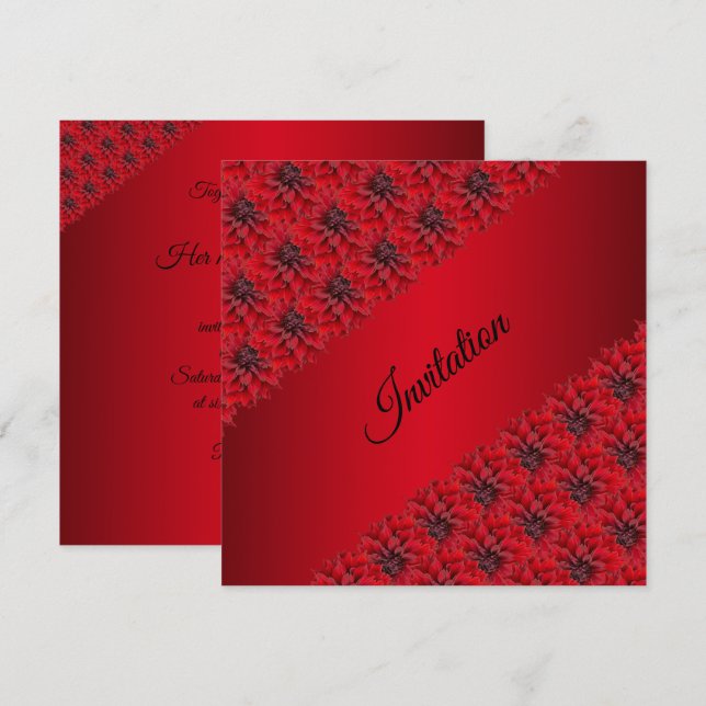 Díliás vermelhas em convite em estilo gótico (Frente/Verso)
