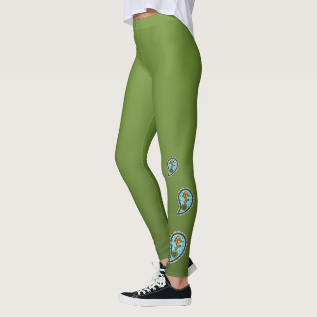 Dimensiona as Leggings de Peixes Ouro (Esquerda)