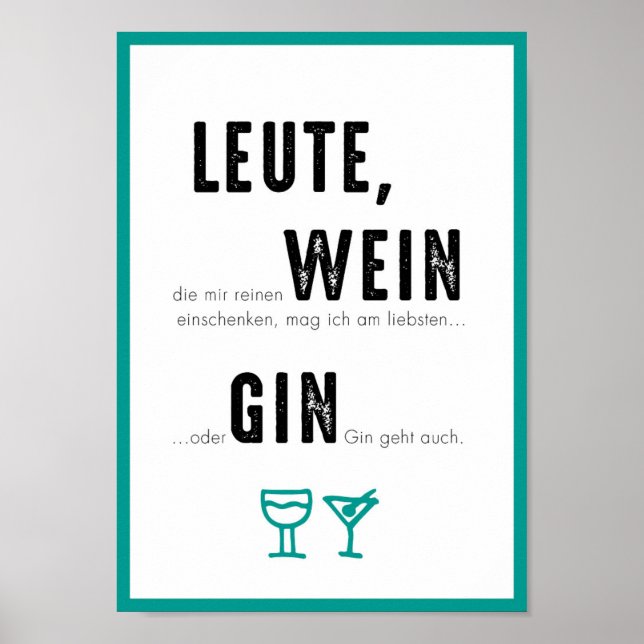 DIN A4 Poster "GIN GEHT AUCH" (Frente)