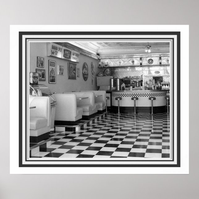 Diner B&W Retro Poster 20 x 24 (Frente)