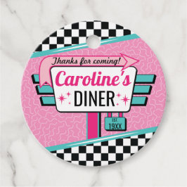 Diner Retro Birthday Favor Circles 1950 - Etiqueta