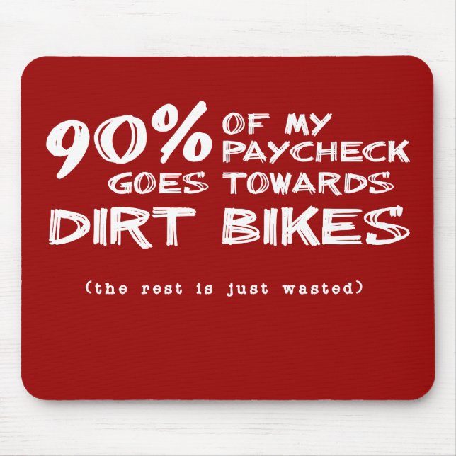 Dinheiro Desperdiçado Moto Motocross Mouse Pad (Frente)